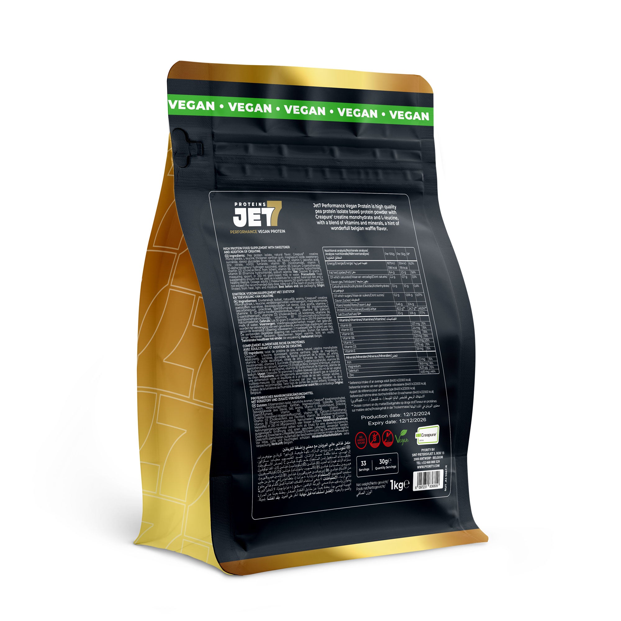 Isolat Vegan 1 kg - Saveur Gaufre Belge